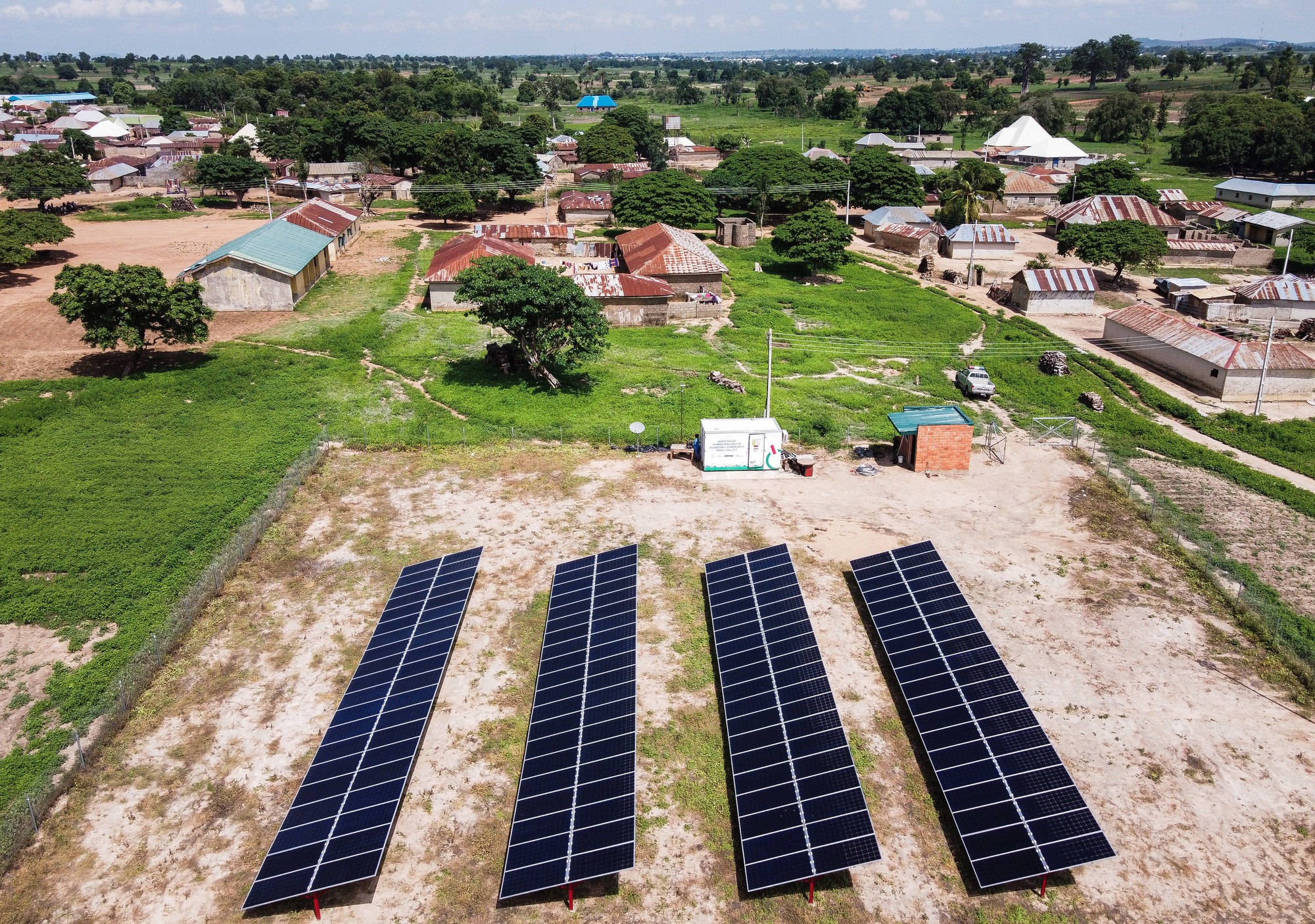 A set of Solar Panels at the Nayo Tropical Technology 60KW Hybrid mini-grid in Kilankwa 1 community, Kwali LGA, FCT on June 25th 2021