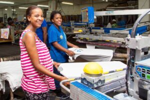 Two African ladies at work in a factory